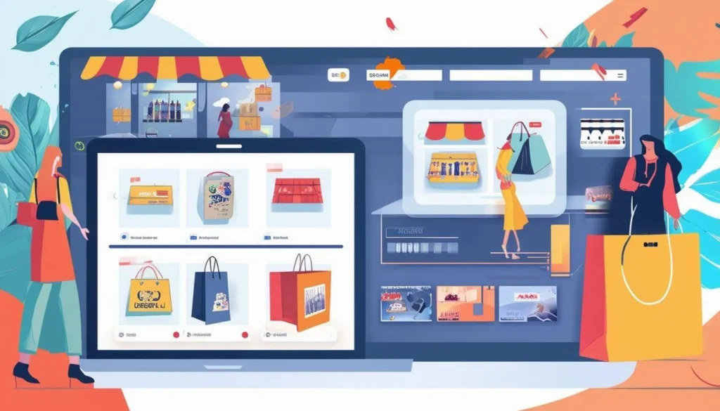 Ilustración sobre optimización de contenido para ejecución digital para marcas que venden en retailers y marketplaces